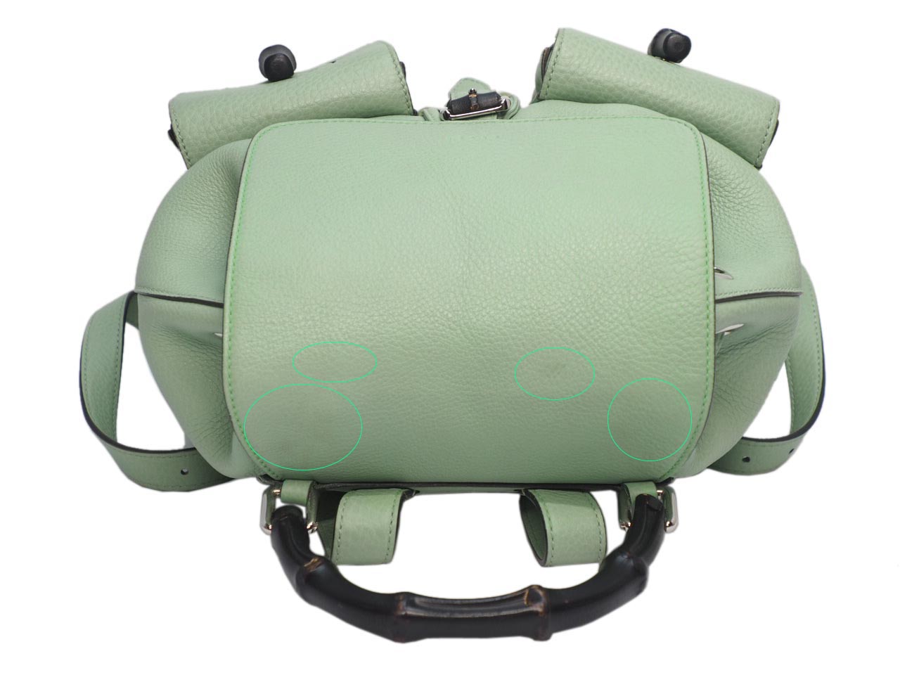 Gucci 370833 Lime Green Leather Bamboo Rucksack Large Backpack - Image 5