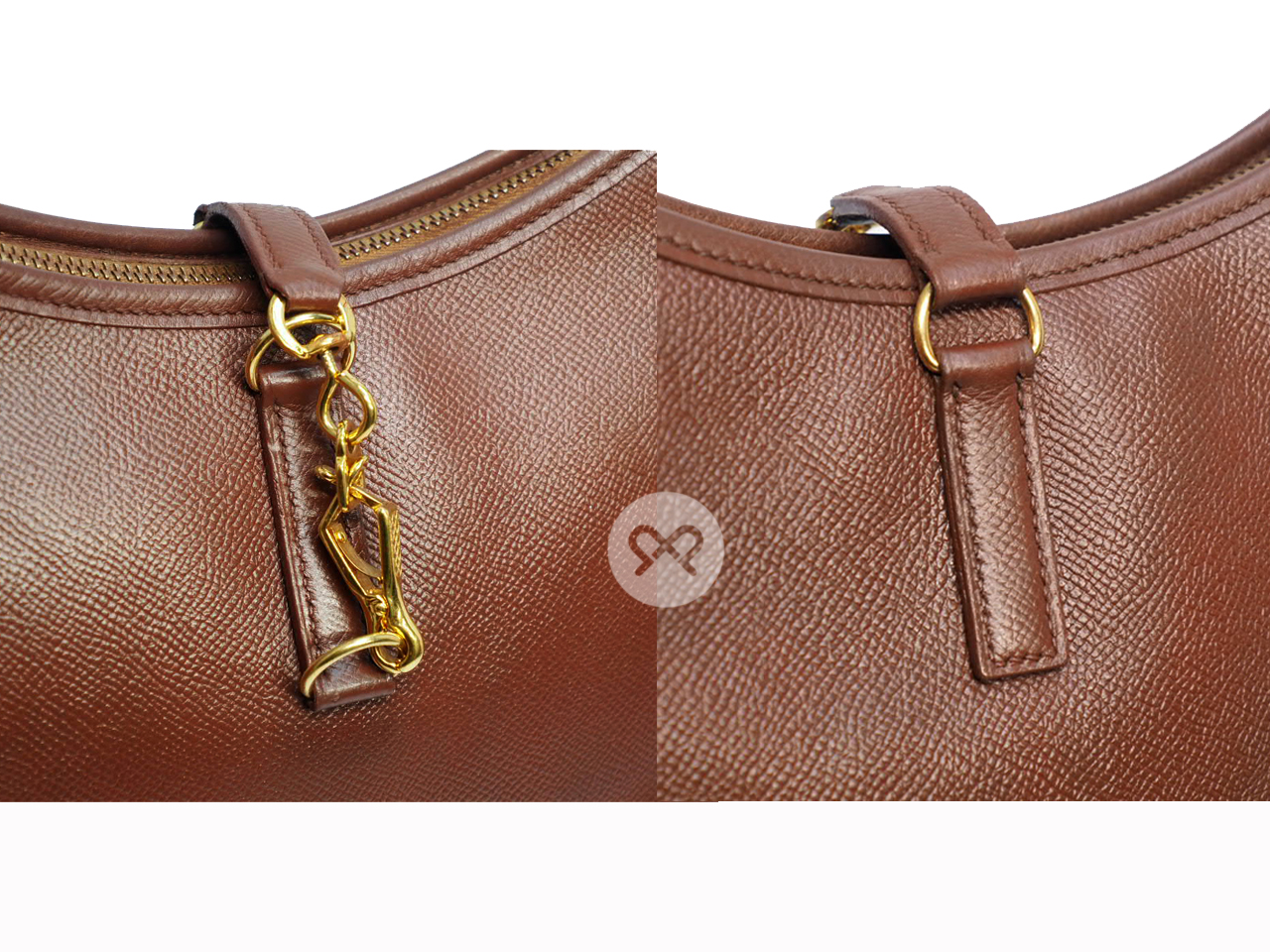 HERMES Vintage Trim 31cm Brown/ Old Leather Courchevel Leather Gold Hardware Hobo Bag - Image 9