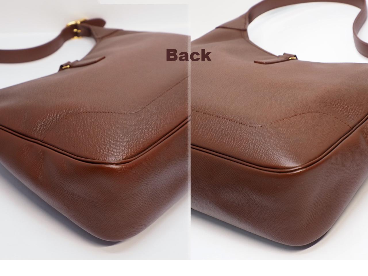 HERMES Vintage Trim 31cm Brown/ Old Leather Courchevel Leather Gold Hardware Hobo Bag - Image 11