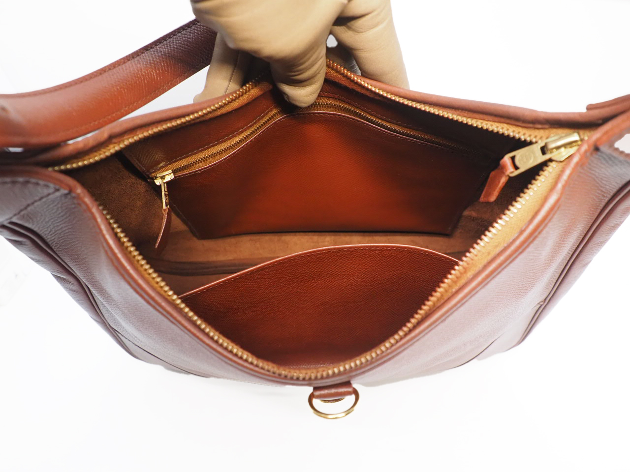 HERMES Vintage Trim 31cm Brown/ Old Leather Courchevel Leather Gold Hardware Hobo Bag - Image 12