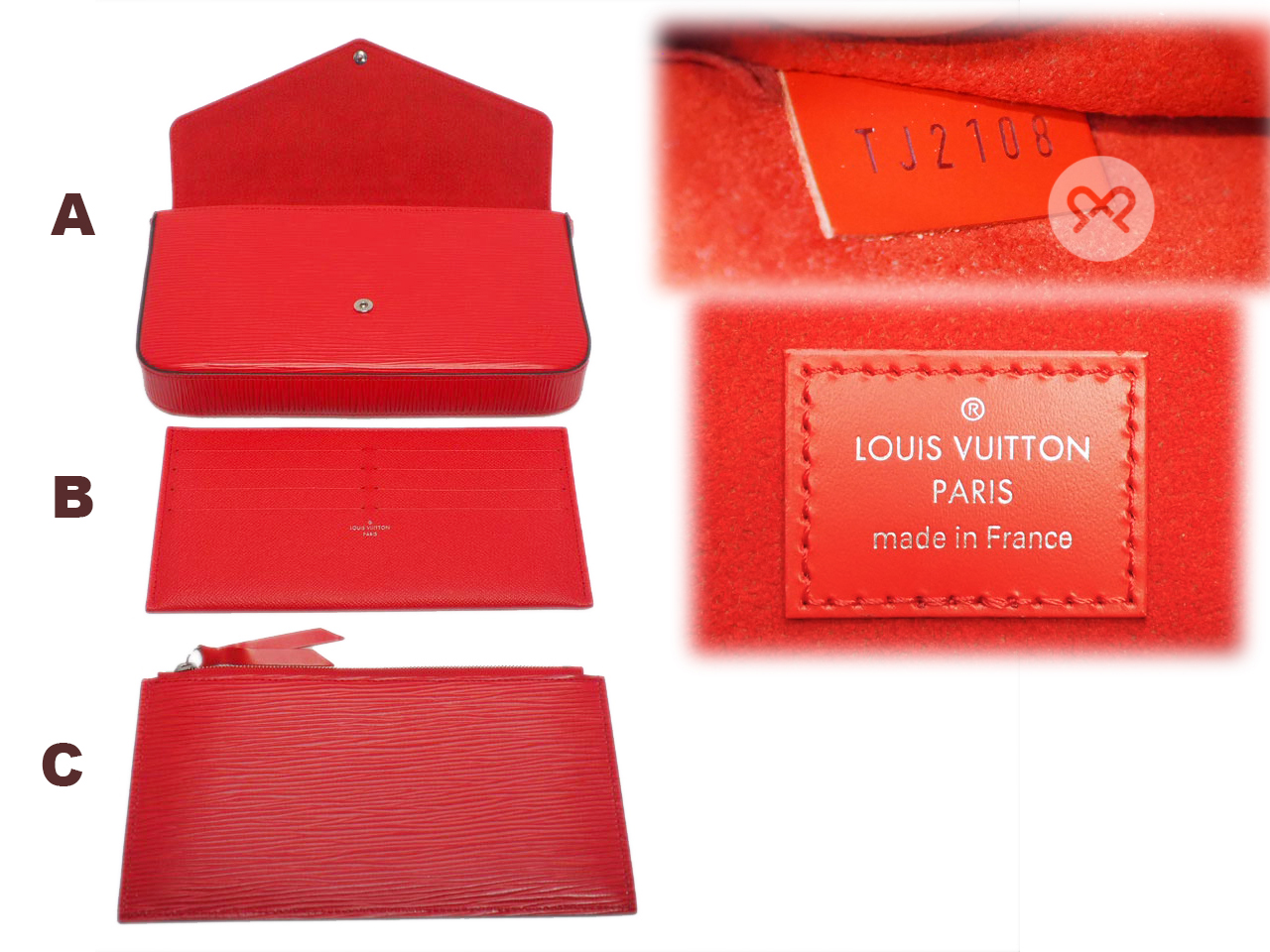 Louis Vuitton M41559 Red Epi Leather Felicie Pochette (TJ2108) - Image 4