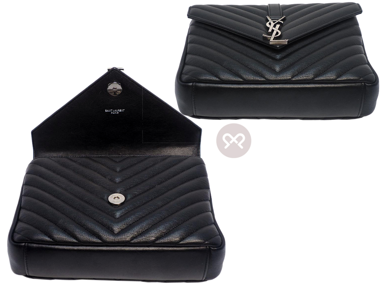 YSL Saint Laurent 428056 College Medium Quilted Textured-Leather Shoulder Bag - Image 4