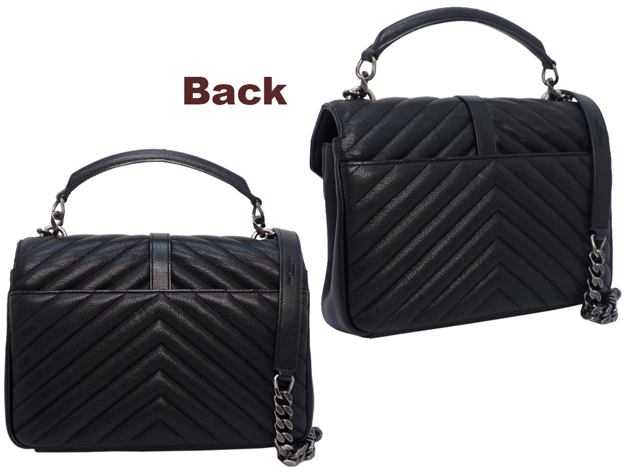 YSL Saint Laurent 428056 College Medium Quilted Textured-Leather Shoulder Bag - Image 3