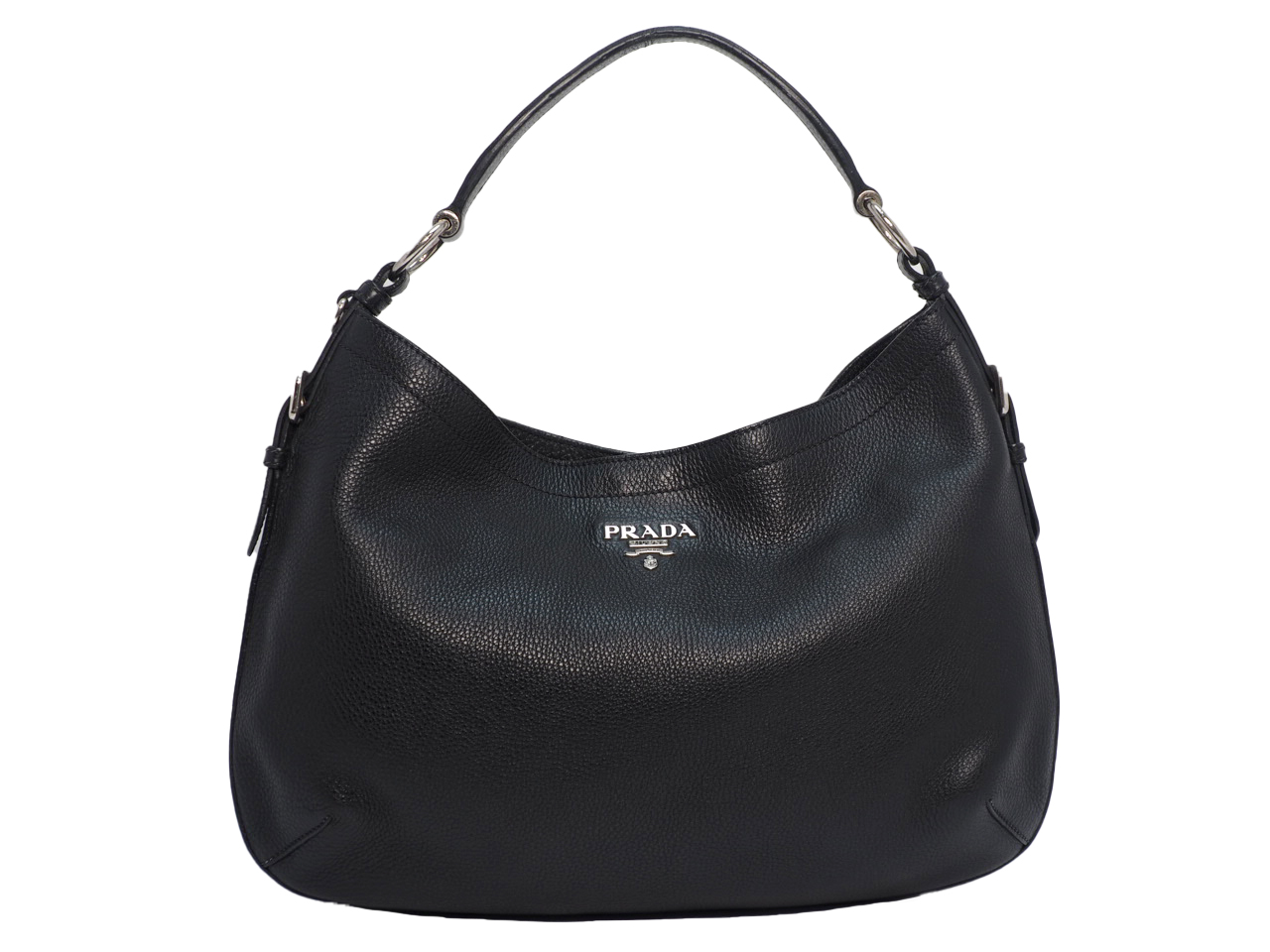 Prada BR3349 Black Vitello Daino Hobo Shopping Shoulder Bag