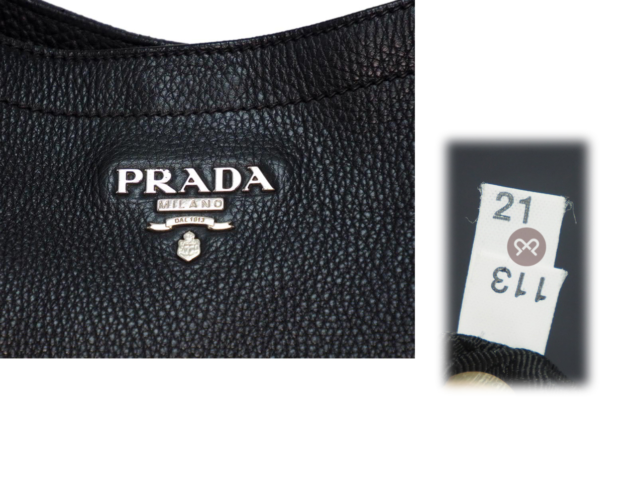Prada BR3349 Black Vitello Daino Hobo Shopping Shoulder Bag - Image 7