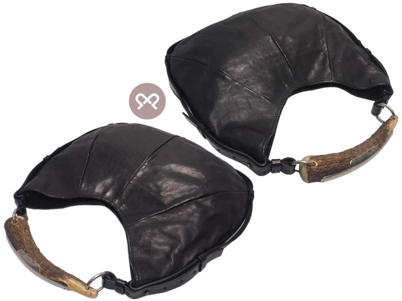 YSL Saint Laurent Black Buffalo Calf Leather St Tropez Medium Mombasa Buffalo Horn Bag - Image 6
