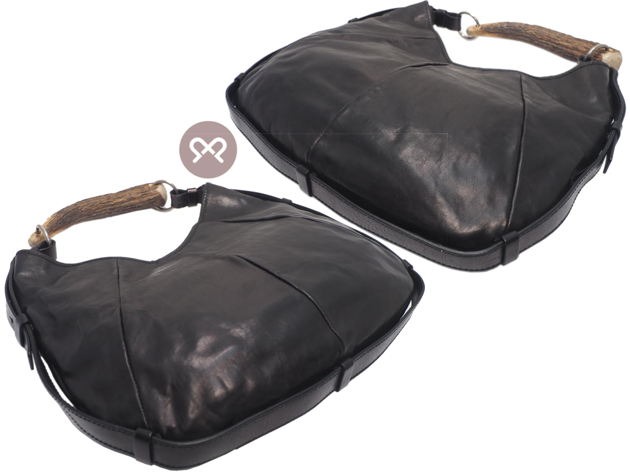 YSL Saint Laurent Black Buffalo Calf Leather St Tropez Medium Mombasa Buffalo Horn Bag - Image 7