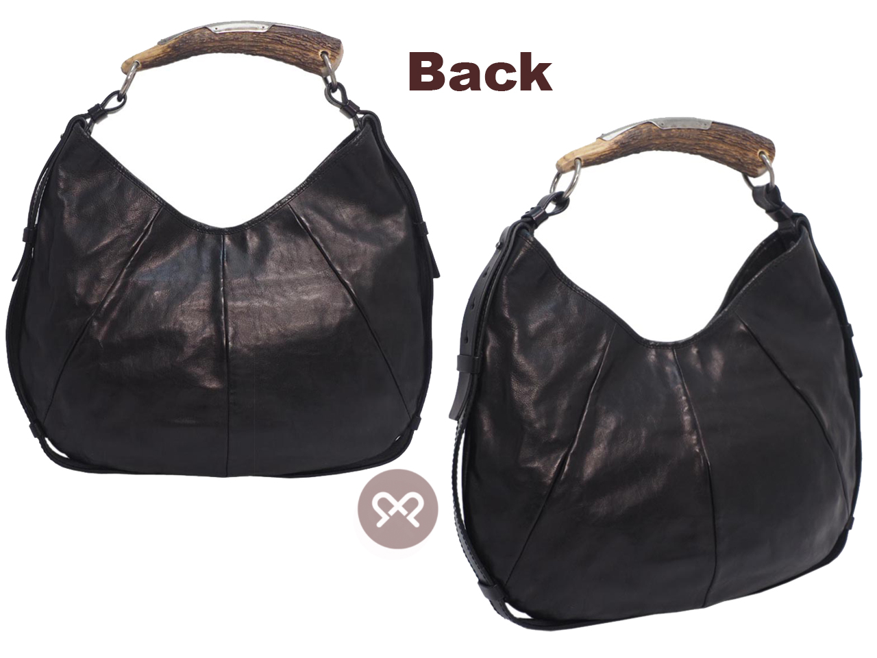 YSL Saint Laurent Black Buffalo Calf Leather St Tropez Medium Mombasa Buffalo Horn Bag - Image 3