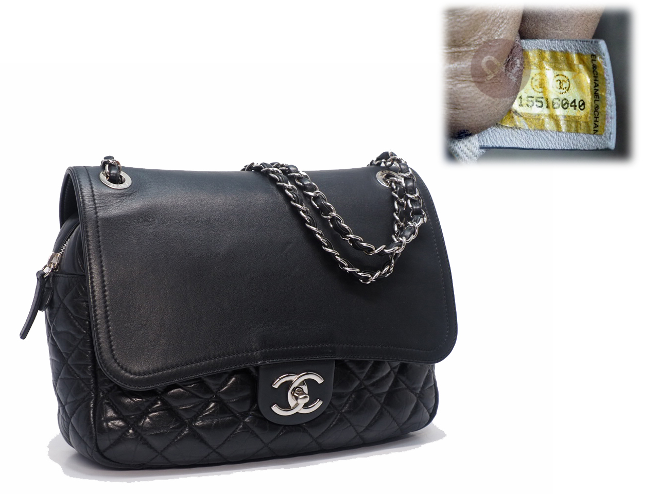 Chanel 15516040 Black Calf Quilted Jumbo Zip Flap Shoulder/ Cross Body Bag - Image 2