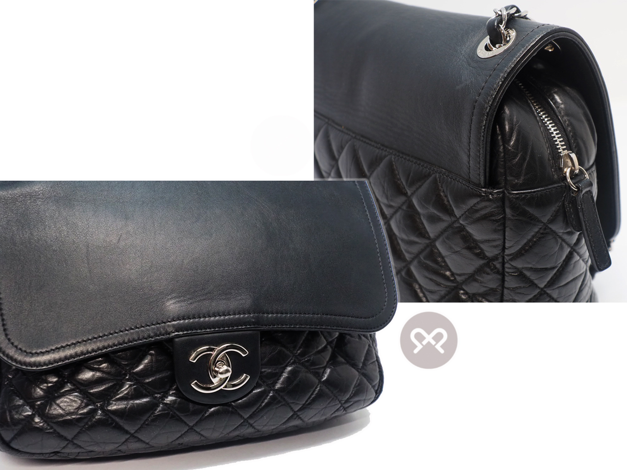 Chanel 15516040 Black Calf Quilted Jumbo Zip Flap Shoulder/ Cross Body Bag - Image 5