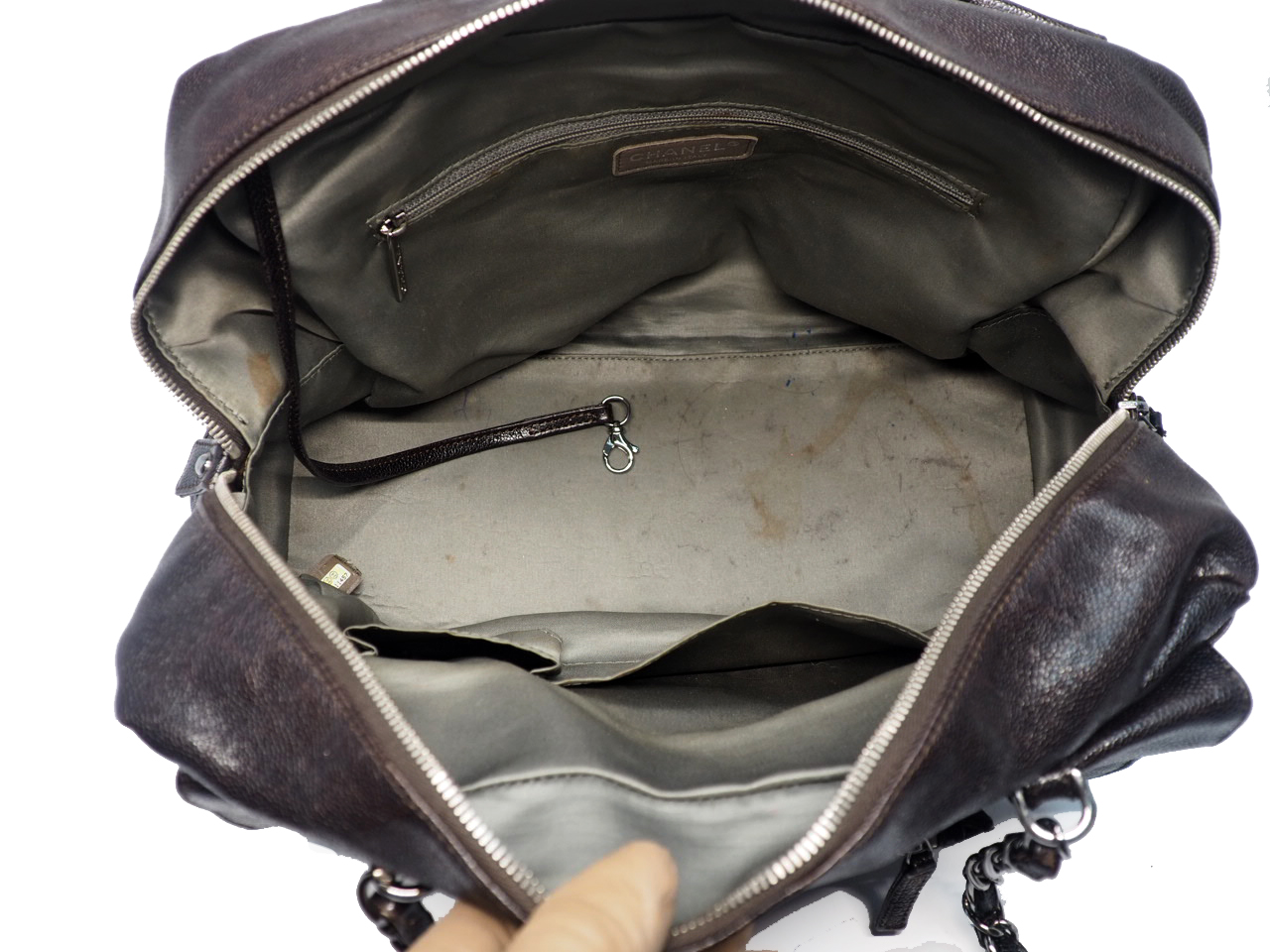 Chanel 11411457 Brown Aged Calfskin Pocket in the City Dark Boston Shoulder Bag - Image 12