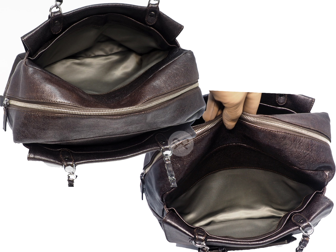 Chanel 11411457 Brown Aged Calfskin Pocket in the City Dark Boston Shoulder Bag - Image 13