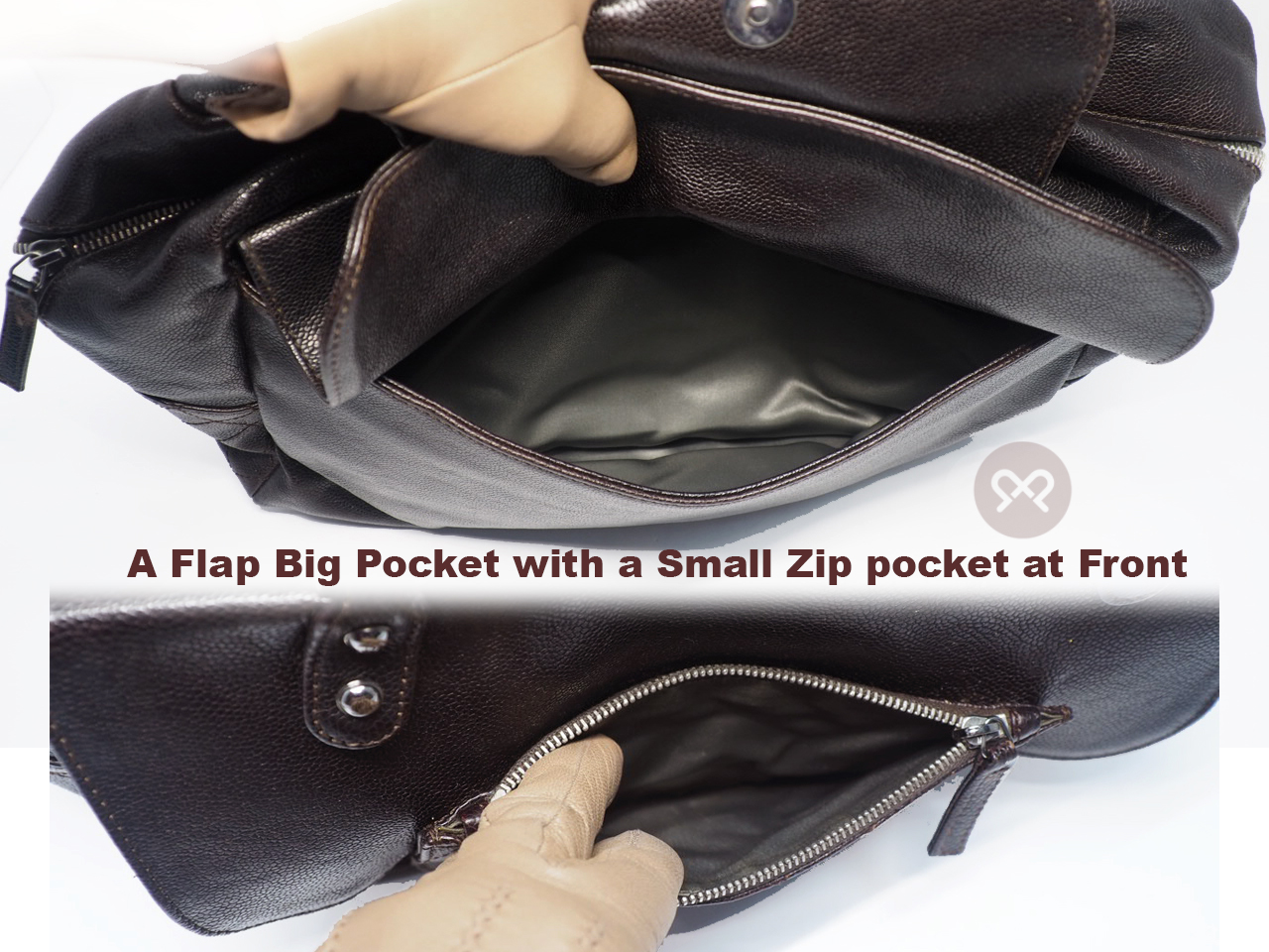 Chanel 11411457 Brown Aged Calfskin Pocket in the City Dark Boston Shoulder Bag - Image 15