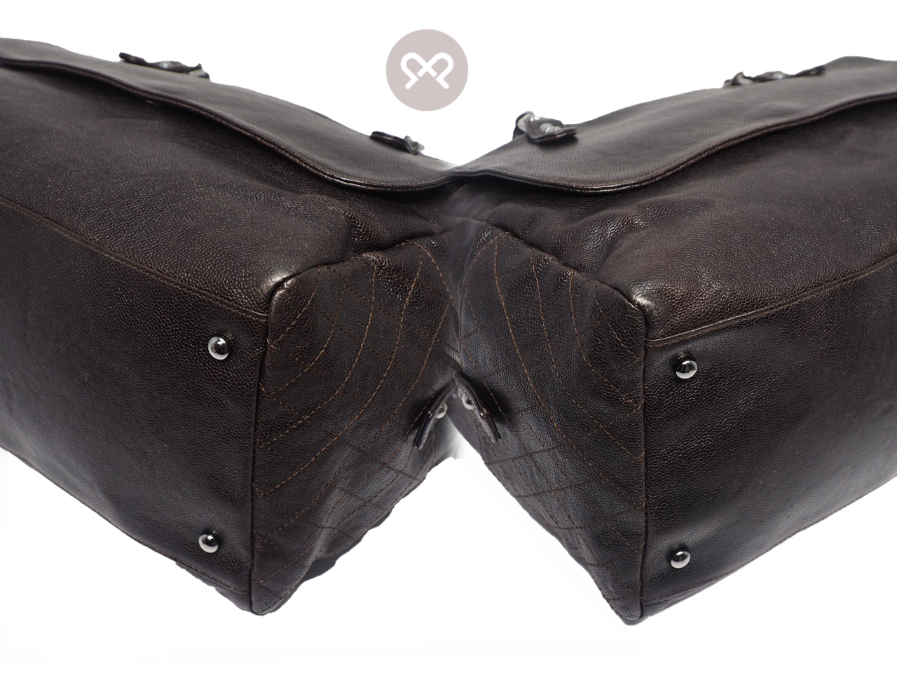 Chanel 11411457 Brown Aged Calfskin Pocket in the City Dark Boston Shoulder Bag - Image 7