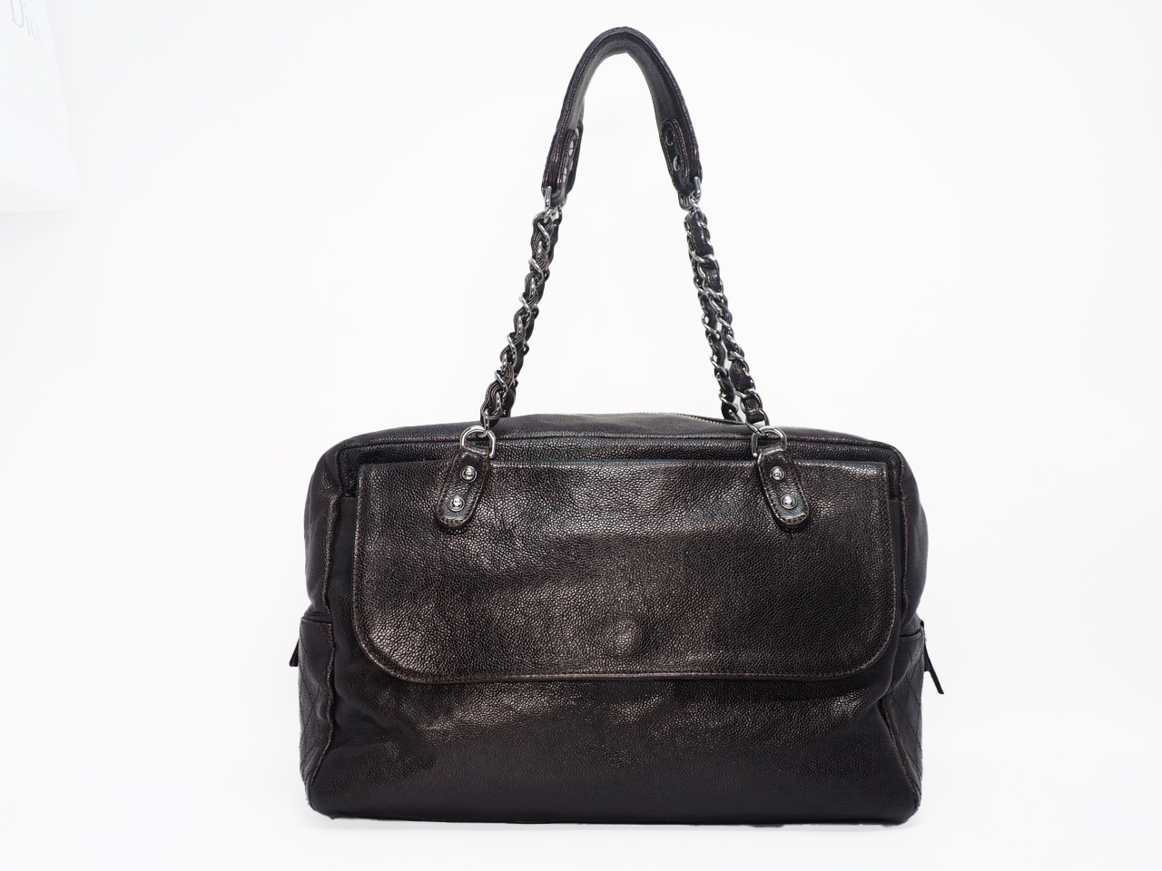 Chanel 11411457 Brown Aged Calfskin Pocket in the City Dark Boston Shoulder Bag - Image 3