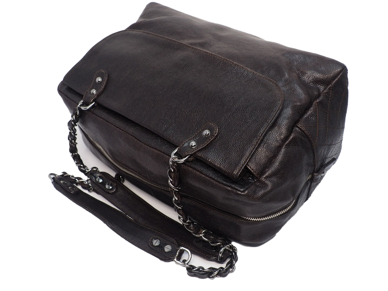 Chanel 11411457 Brown Aged Calfskin Pocket in the City Dark Boston Shoulder Bag - Image 10