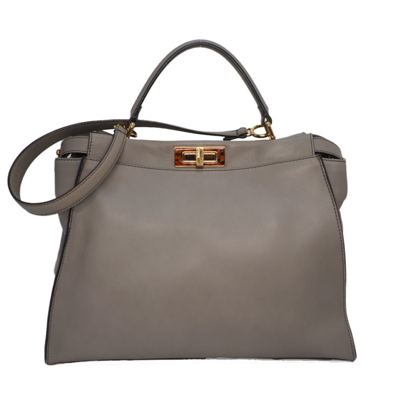 Fendi 8BN210 Dove Grey Peekaboo Iconic Large Bag with Strap