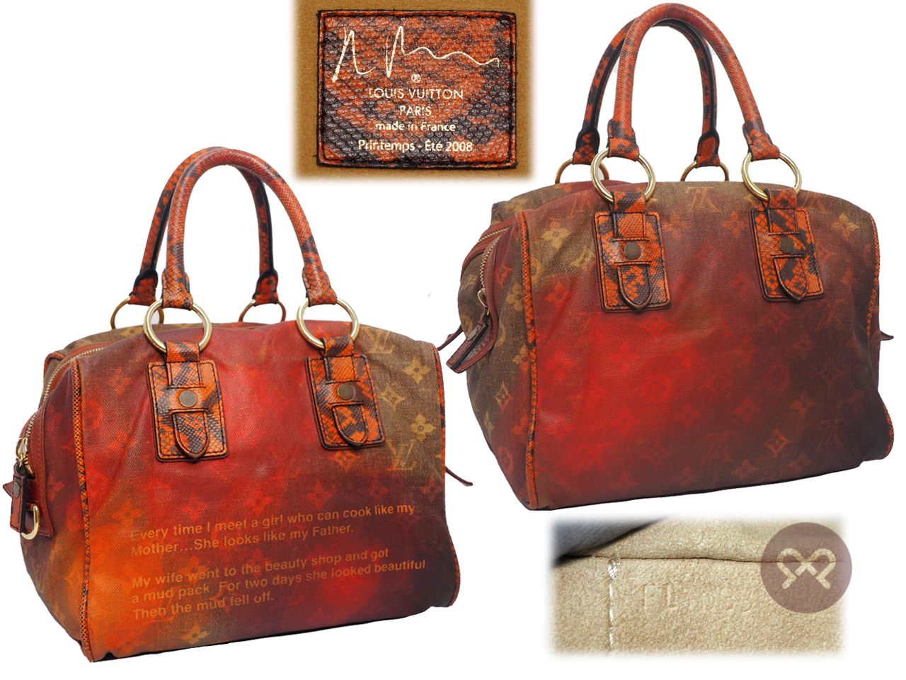Louis Vuitton M95737 Limited Edition Monogram/ Karung Trim Man Crazy Jokes Boston Bag (FL1038) - Image 2