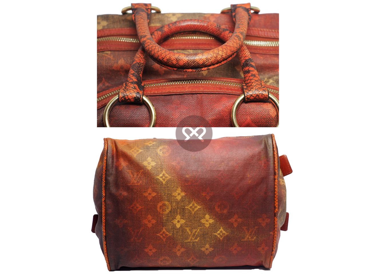Louis Vuitton M95737 Limited Edition Monogram/ Karung Trim Man Crazy Jokes Boston Bag (FL1038) - Image 4