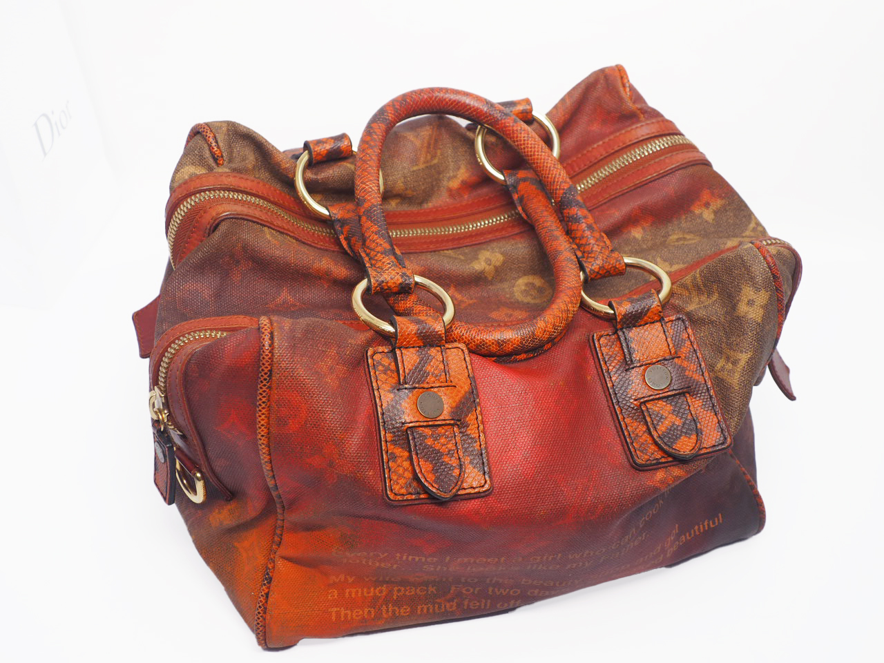 Louis Vuitton M95737 Limited Edition Monogram/ Karung Trim Man Crazy Jokes Boston Bag (FL1038) - Image 6