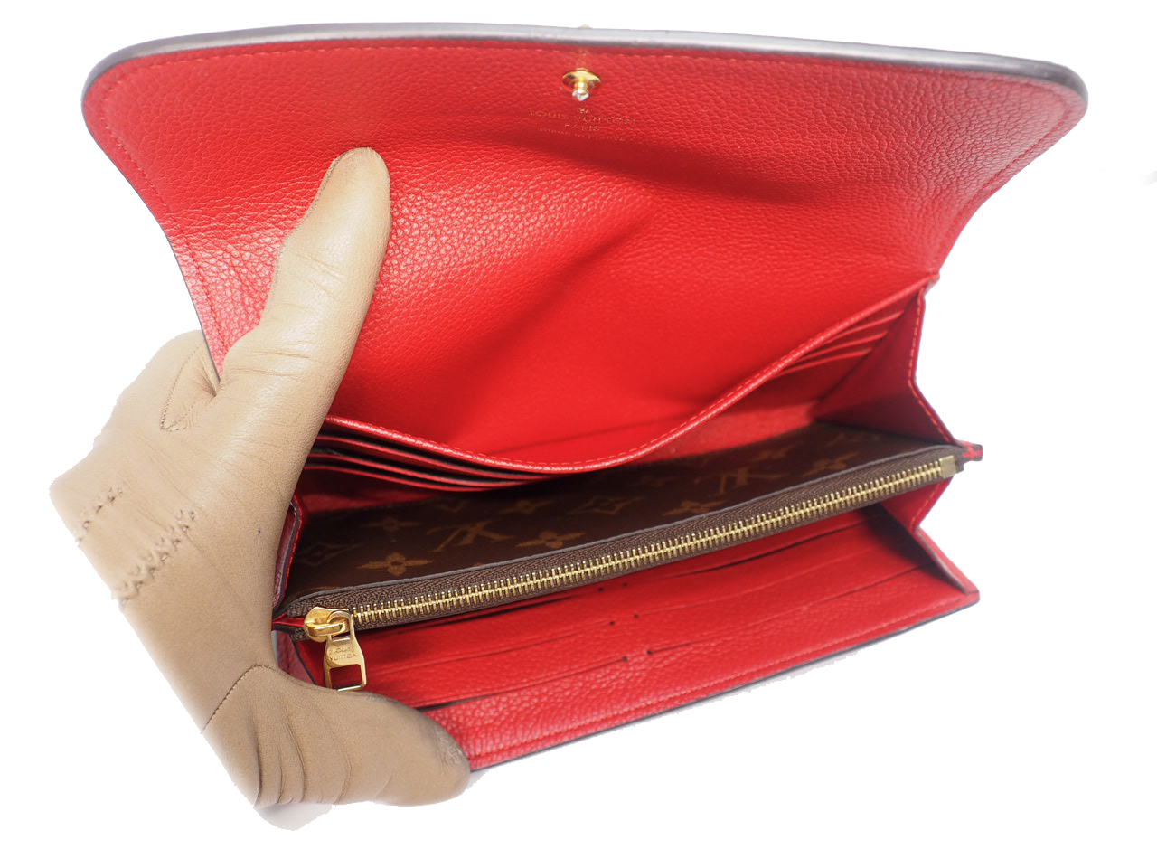 Louis Vuitton M61836 Monogram Canvas/ Red Calf Venus Wallet with LV Lock (SP1187) - Image 8