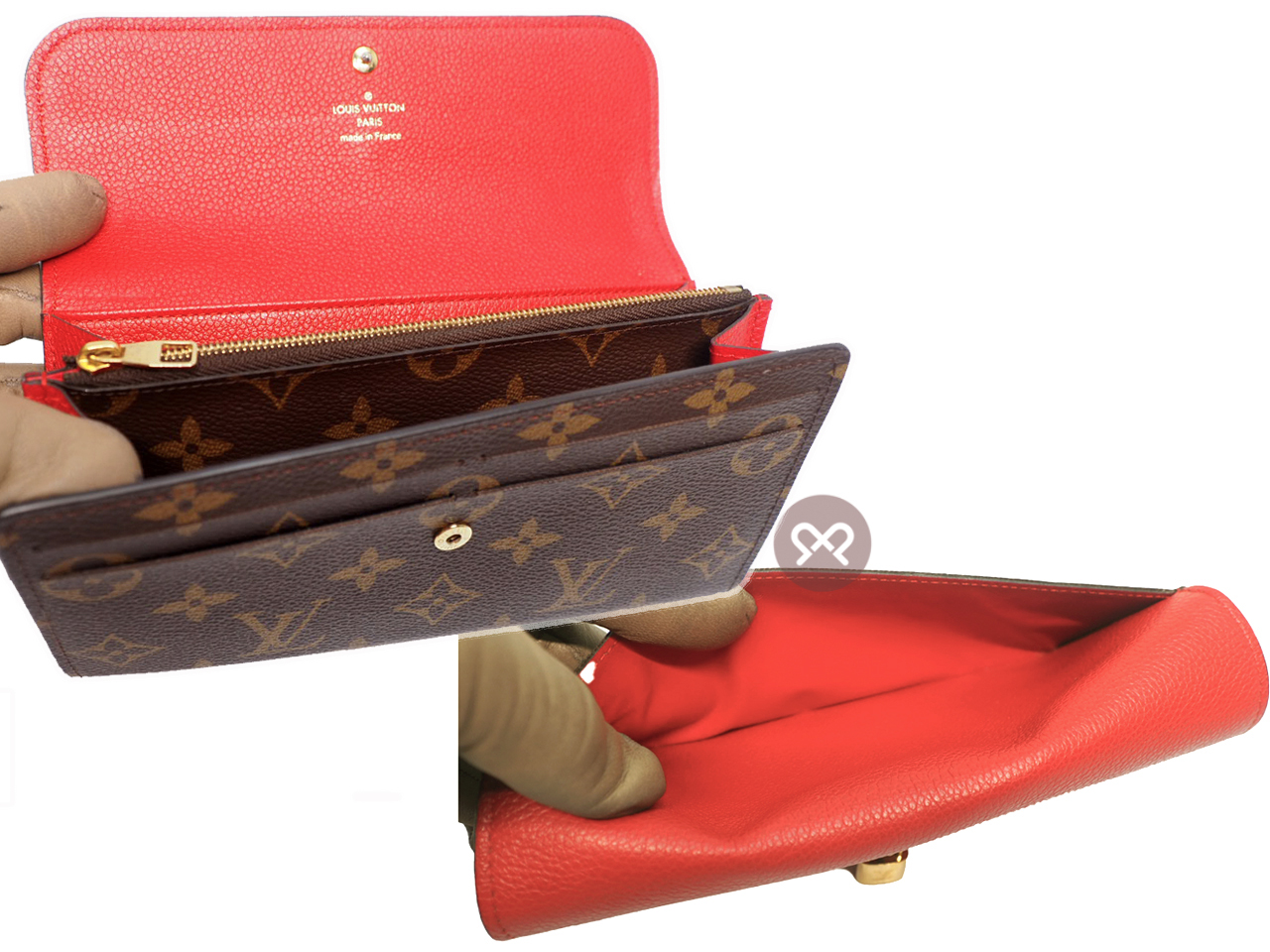 Louis Vuitton M61836 Monogram Canvas/ Red Calf Venus Wallet with LV Lock (SP1187) - Image 5
