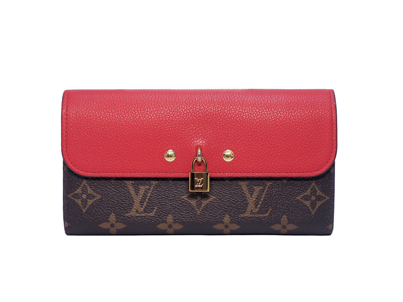 Louis Vuitton M61836 Monogram Canvas/ Red Calf Venus Wallet with LV Lock (SP1187)