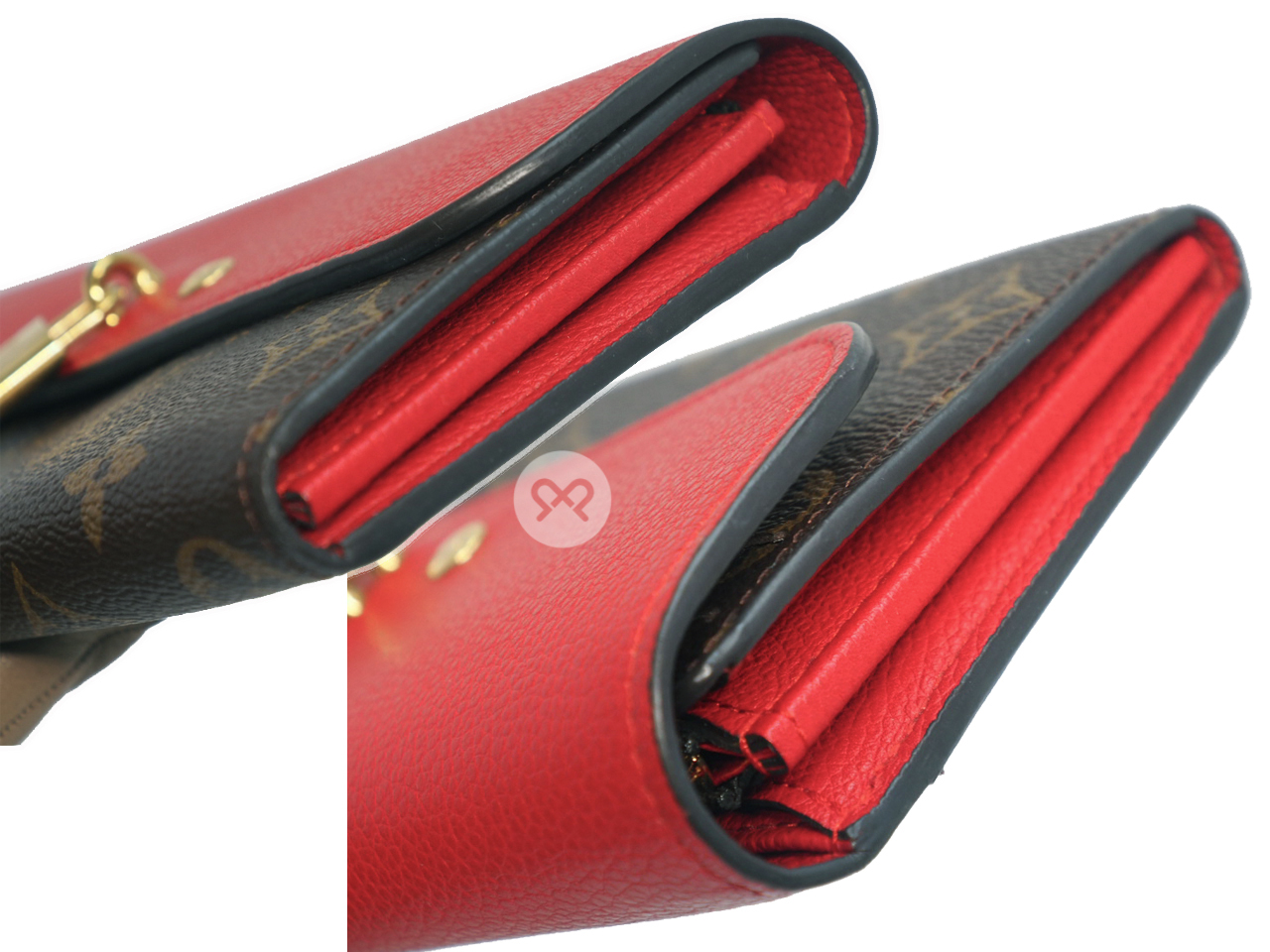 Louis Vuitton M61836 Monogram Canvas/ Red Calf Venus Wallet with LV Lock (SP1187) - Image 6
