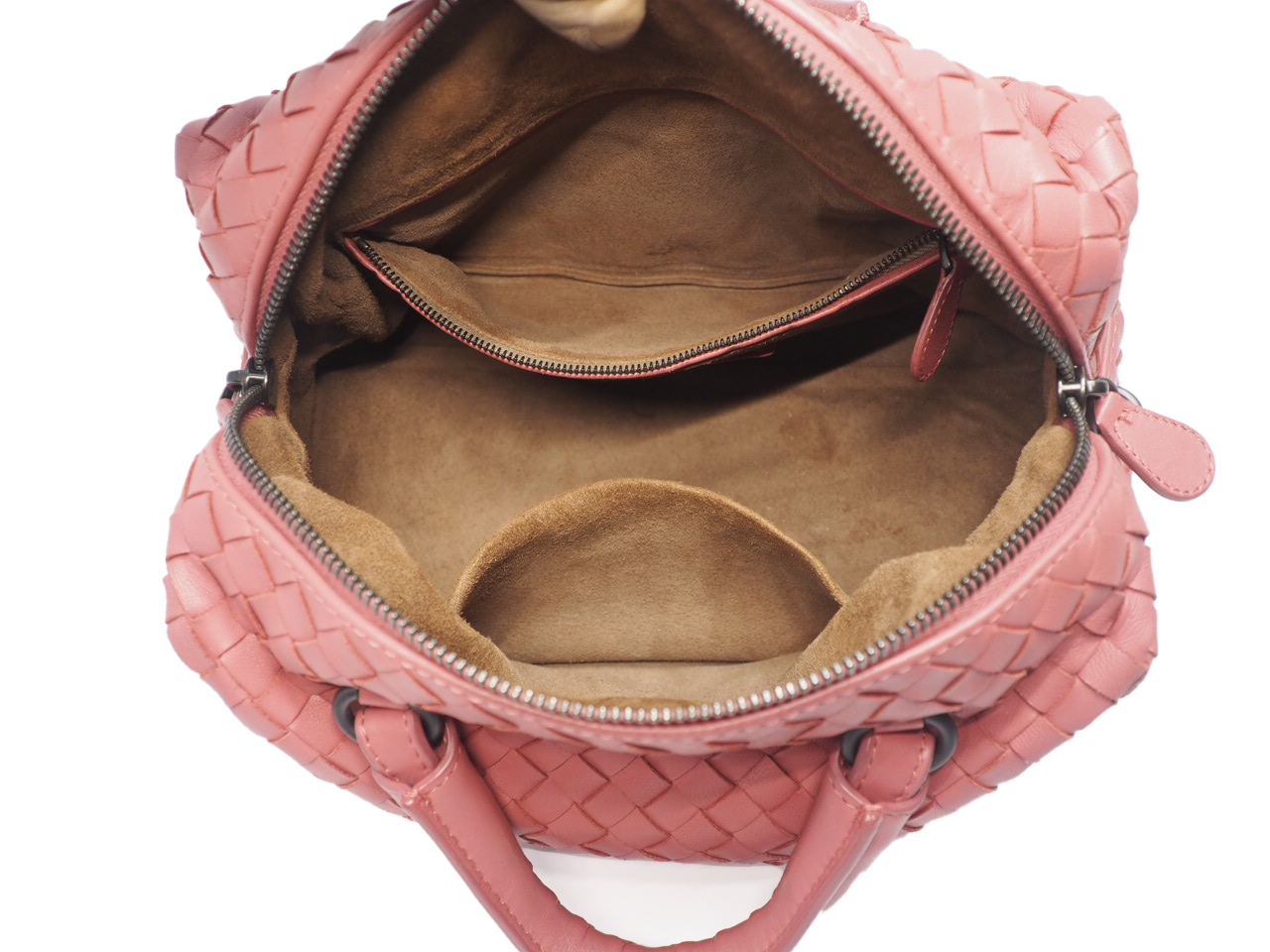 Bottega Veneta 428051 Antique Rose/ Pink Convertible 2-Way Intrecciato Mini Boston Bag with Strap - Image 9