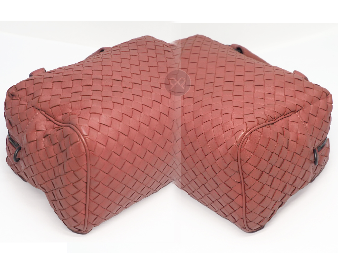 Bottega Veneta 428051 Antique Rose/ Pink Convertible 2-Way Intrecciato Mini Boston Bag with Strap - Image 6