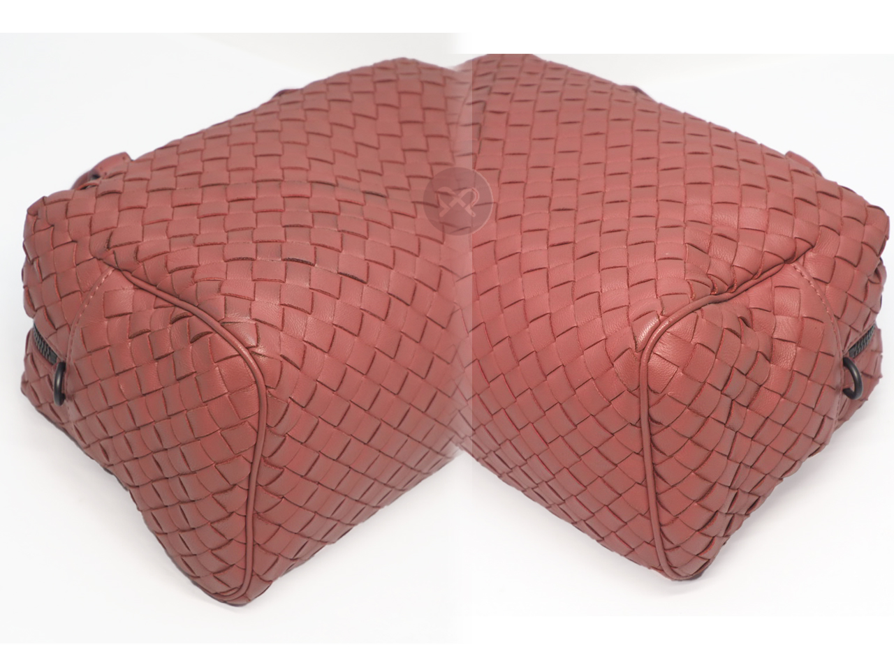 Bottega Veneta 428051 Antique Rose/ Pink Convertible 2-Way Intrecciato Mini Boston Bag with Strap - Image 7