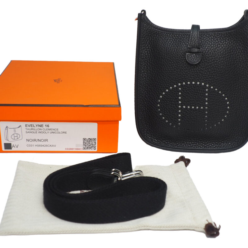 Hermes Evelyne mini TPM 16 Amazona Clemence Black Clemence Palladium Hardware
