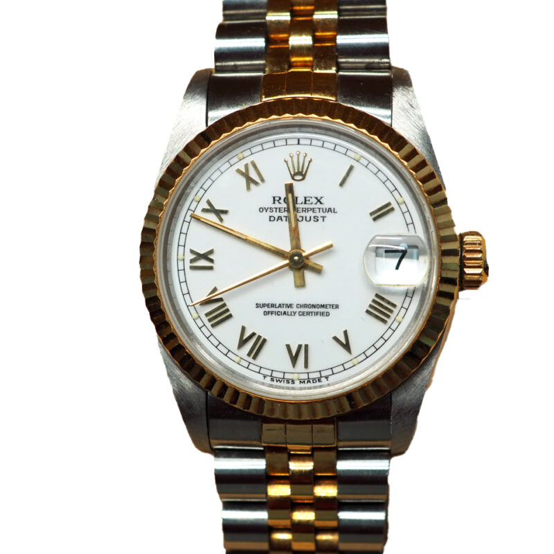 Rolex 68273 Roman Digit Datejust Medium 31mm Boy Size Half Gold Automatic Watch