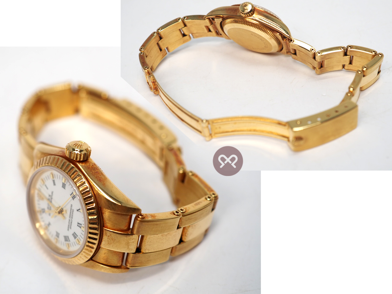 Rolex 67198 Oyster Perpetual 18K Solid Gold Lady 26mm Roman Digit/ White Dial Watch - Image 4