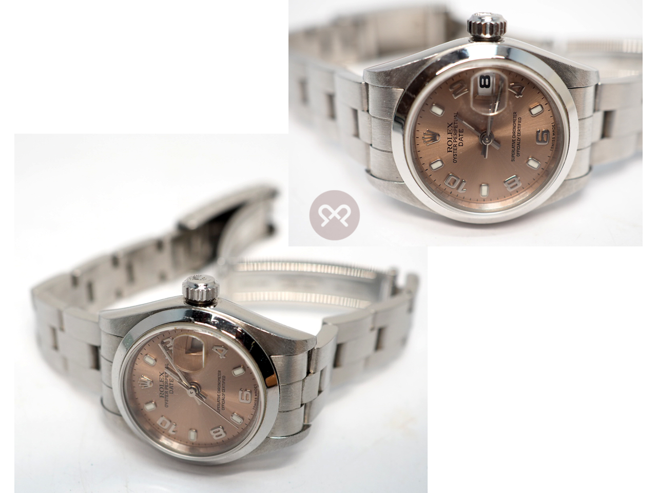 Rolex 79160 Lady's Oyster Perpertual Datejust 26mm Salmon Pink/ Rose Arabic Dial Stainless Steel Automatic Watch - Image 4