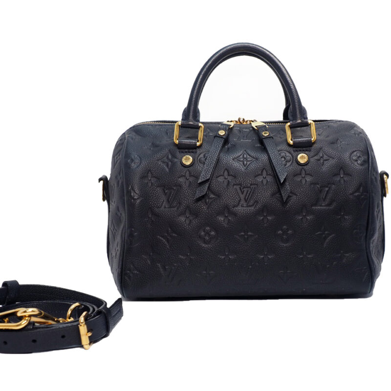 Louis Vuitton M40762 Speedy Bandoulière 25 Monogram Empreinte Infini (Dark Blue) (AH2162)
