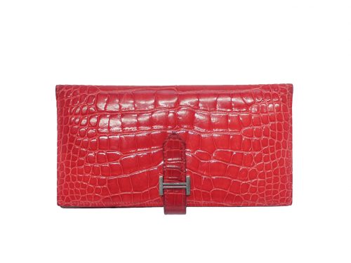 Hermes Bearn Wallet Bouganvillier H Shiny Alligator Leather N Stamp