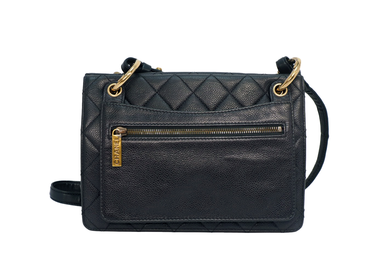 Season Collection ! Chanel 18685887 Dark Grey Caviar Chunky Chain Flap Bag in Brass Gold Hardware - Image 3