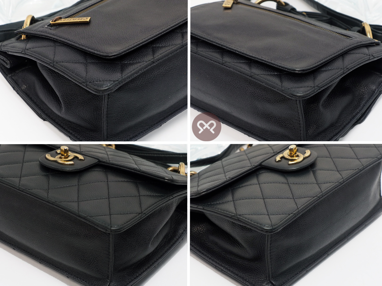 Season Collection ! Chanel 18685887 Dark Grey Caviar Chunky Chain Flap Bag in Brass Gold Hardware - Image 9
