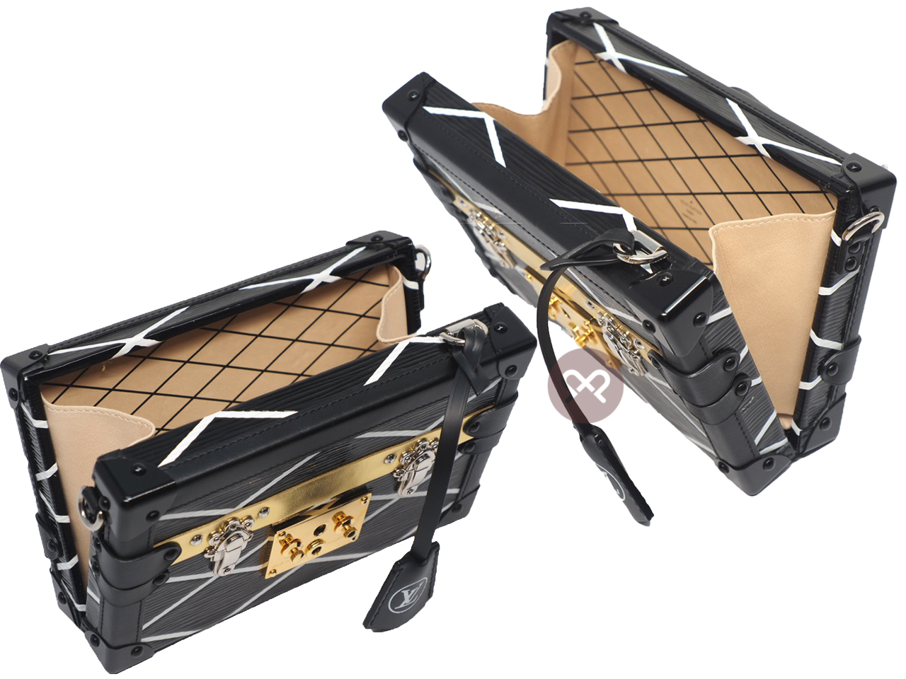 Limited Edition ! Louis Vuitton M42366 Gold/Silver Petite-Malle Epi Leather Black Malletage Clutch/ Crossbody (PL4134) - Image 4