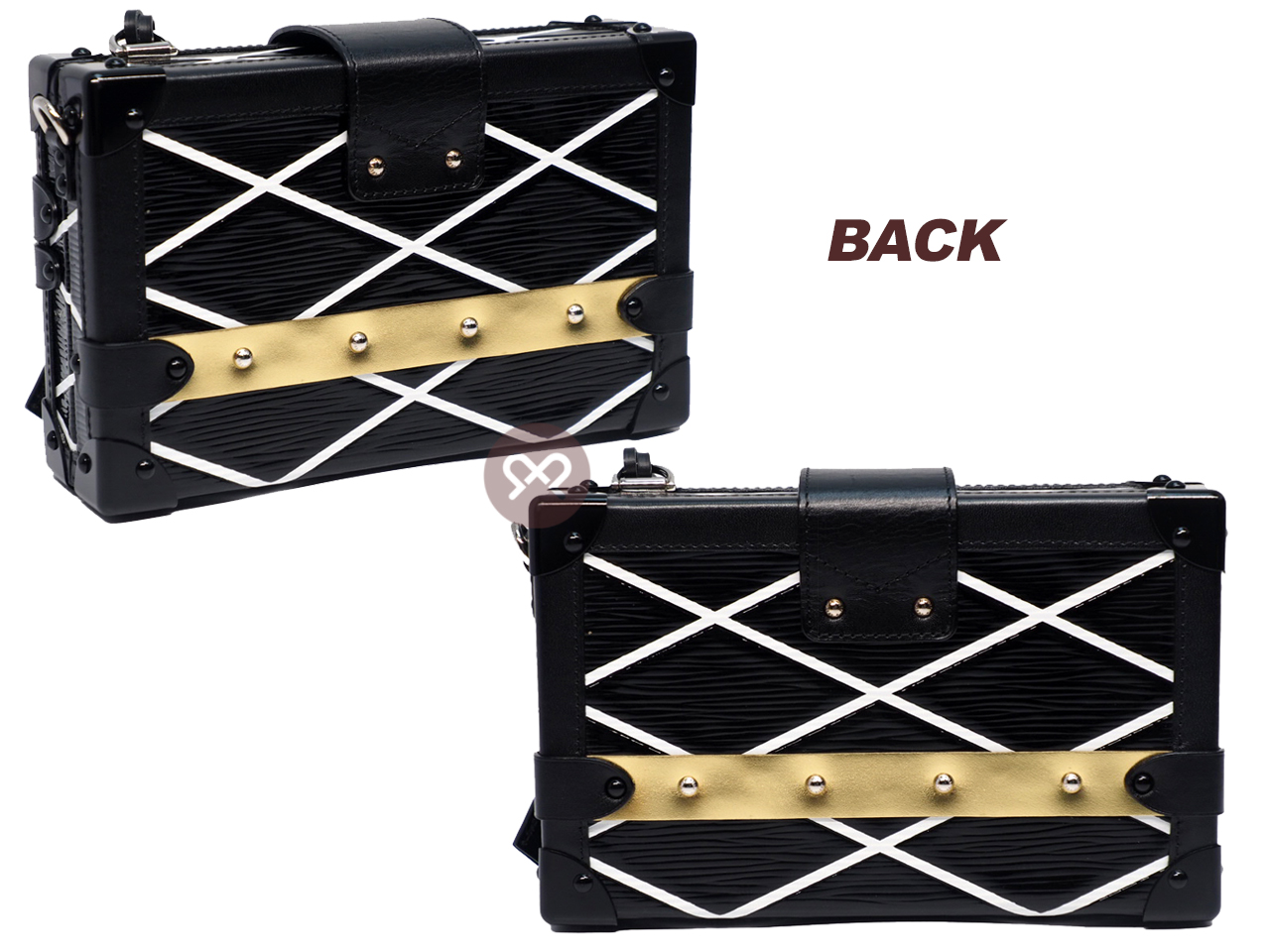 Limited Edition ! Louis Vuitton M42366 Gold/Silver Petite-Malle Epi Leather Black Malletage Clutch/ Crossbody (PL4134) - Image 3