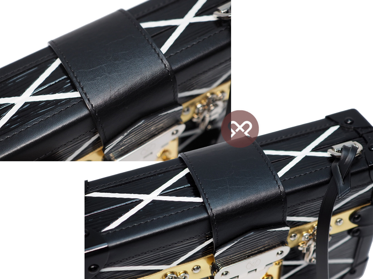 Limited Edition ! Louis Vuitton M42366 Gold/Silver Petite-Malle Epi Leather Black Malletage Clutch/ Crossbody (PL4134) - Image 5