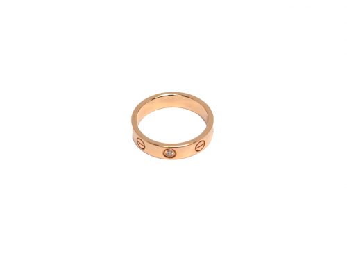 CARTIER 18K LOVE Wedding Band, 1 Diamond 18K Yellow Gold Ring (NV0644)