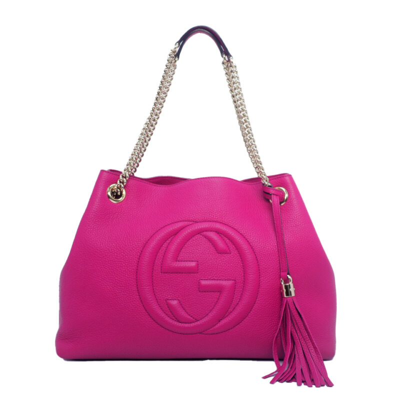 Gucci 308982 Fuchsia chain Soho Interlocking G Shoulder Bag