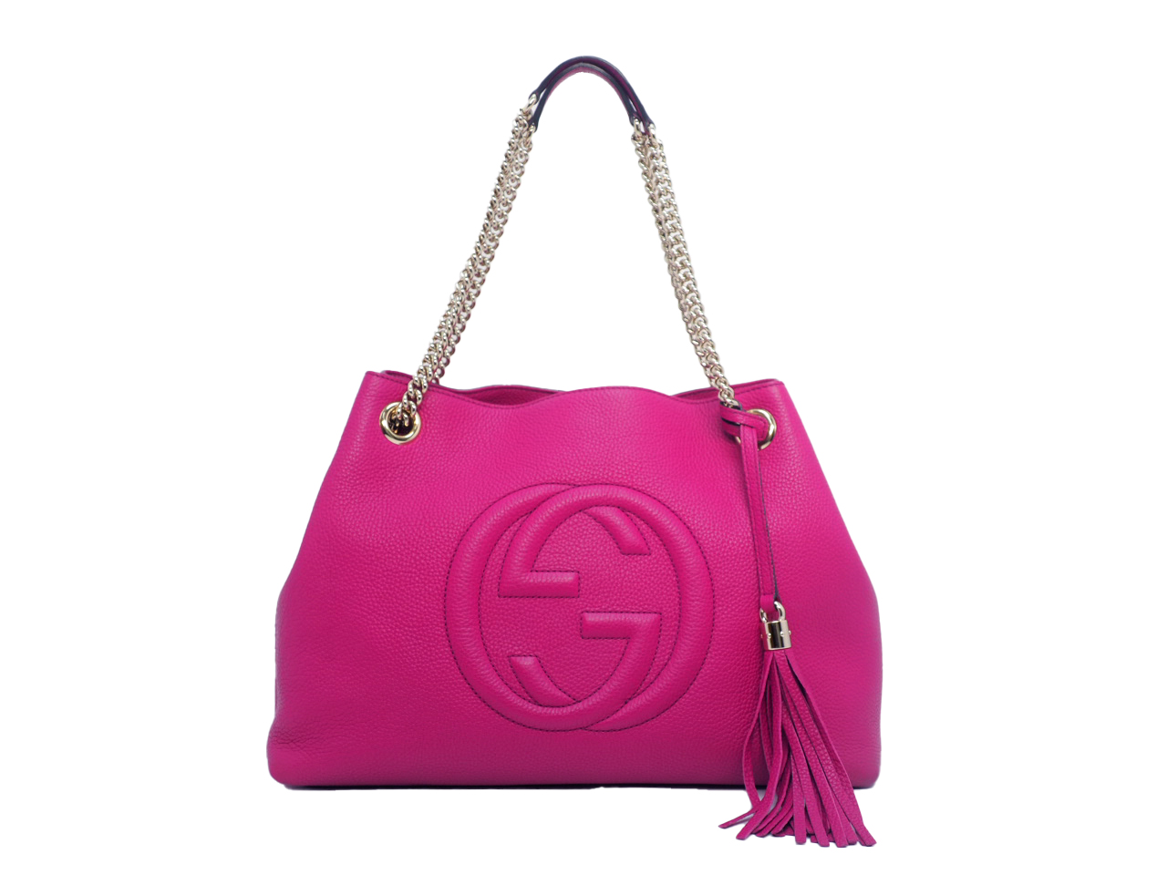 Gucci 308982 Fuchsia chain Soho Interlocking G Shoulder Bag