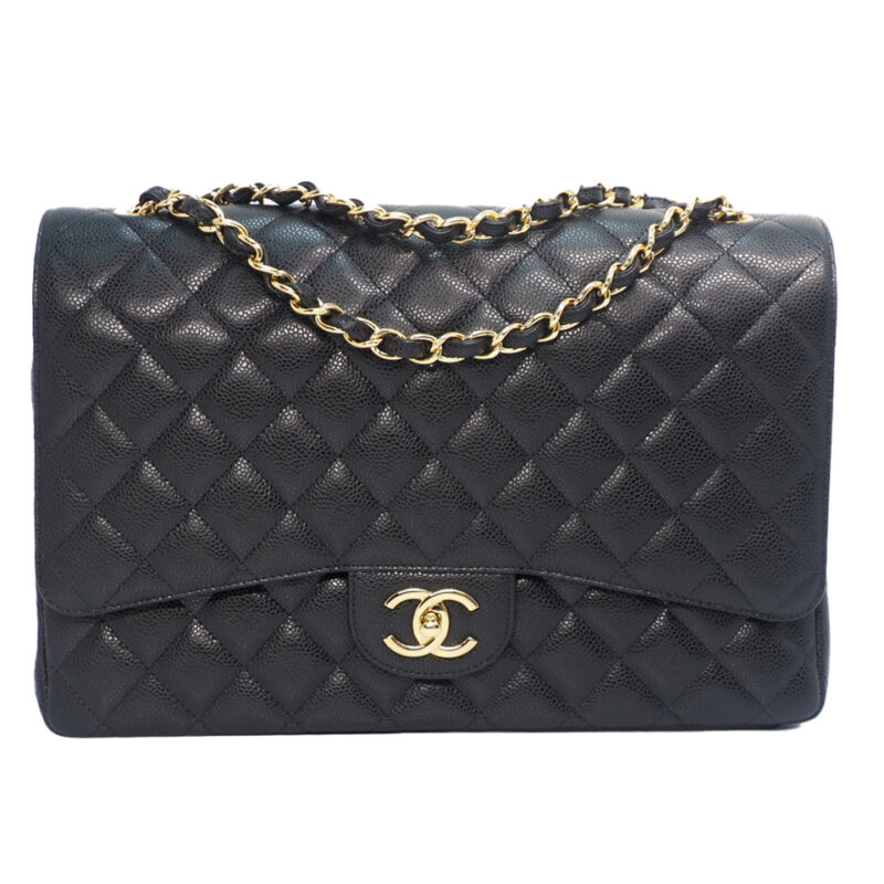 BRAND NEW ! Chanel 18475171 Black Caviar Maxi Double Flap Gold Hardware