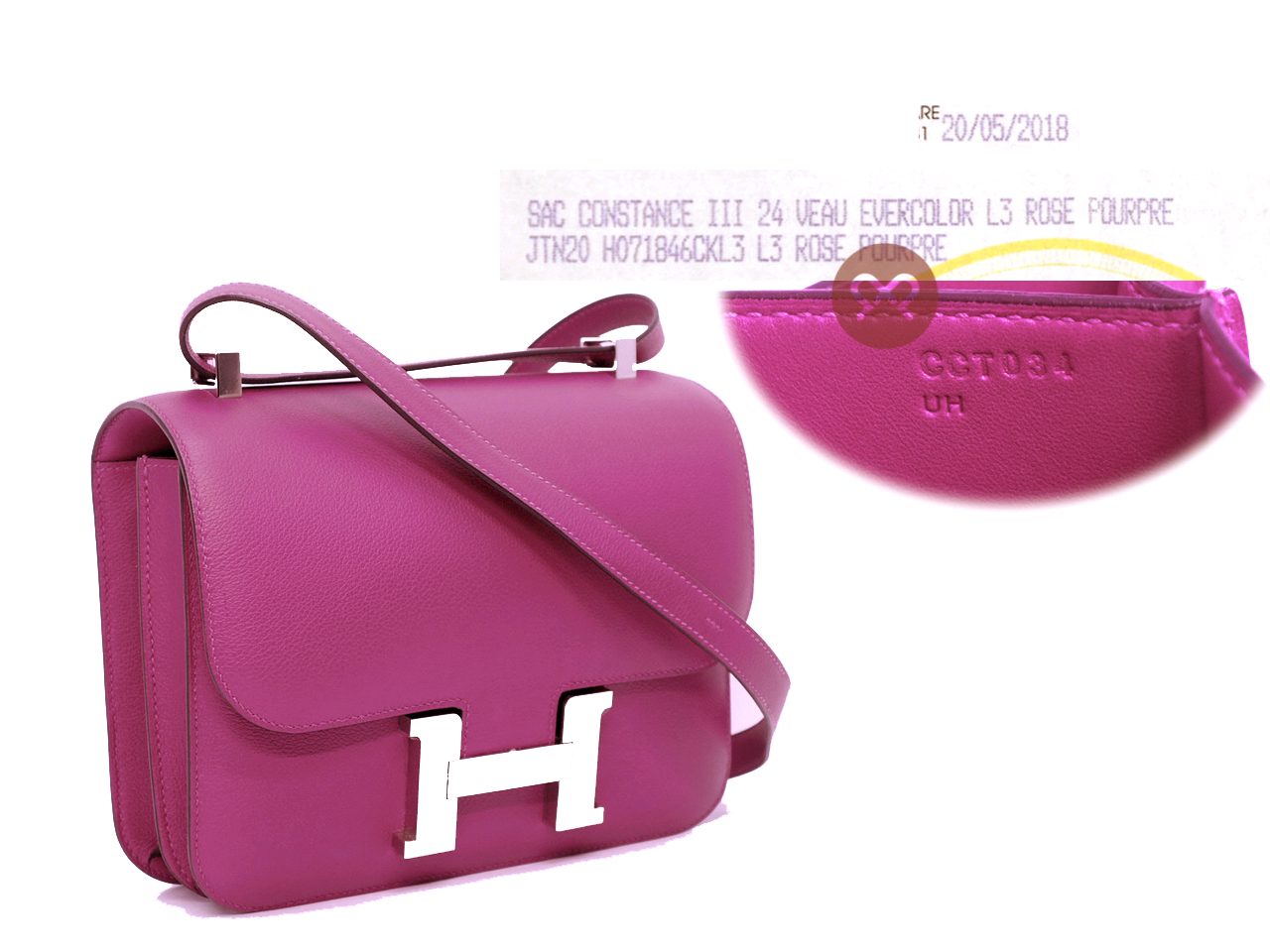 Hermes Constance III 24cm C Stamp Evercolor Rose Poupre Palladium Hardware - Image 2
