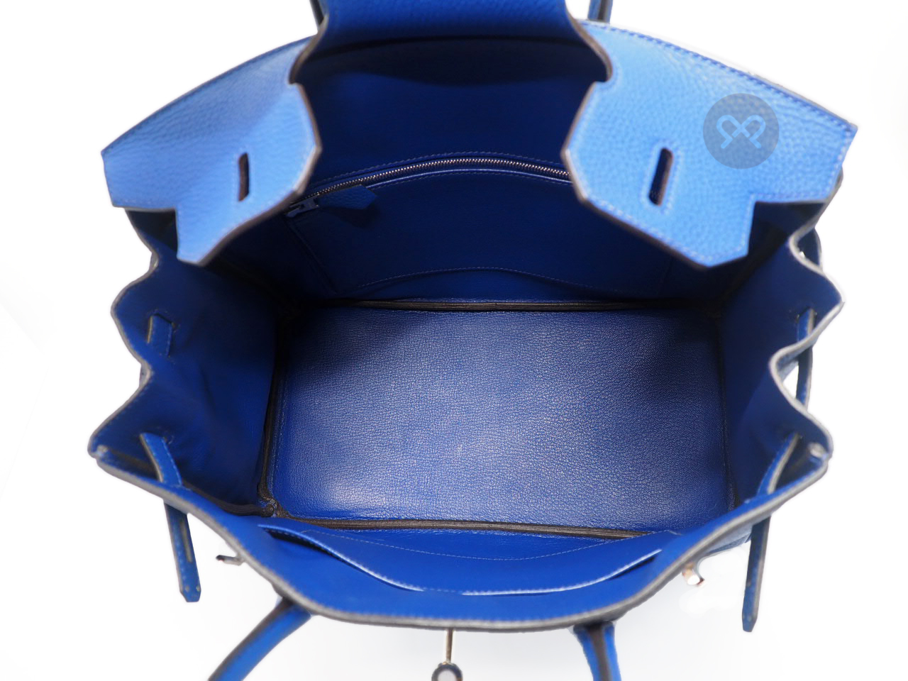 Hermes Birkin 30 Blue Electric Togo Leather Q Stamp Palladium Hardware - Image 7