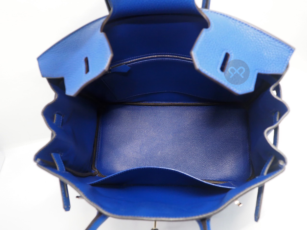 Hermes Birkin 30 Blue Electric Togo Leather Q Stamp Palladium Hardware - Image 8