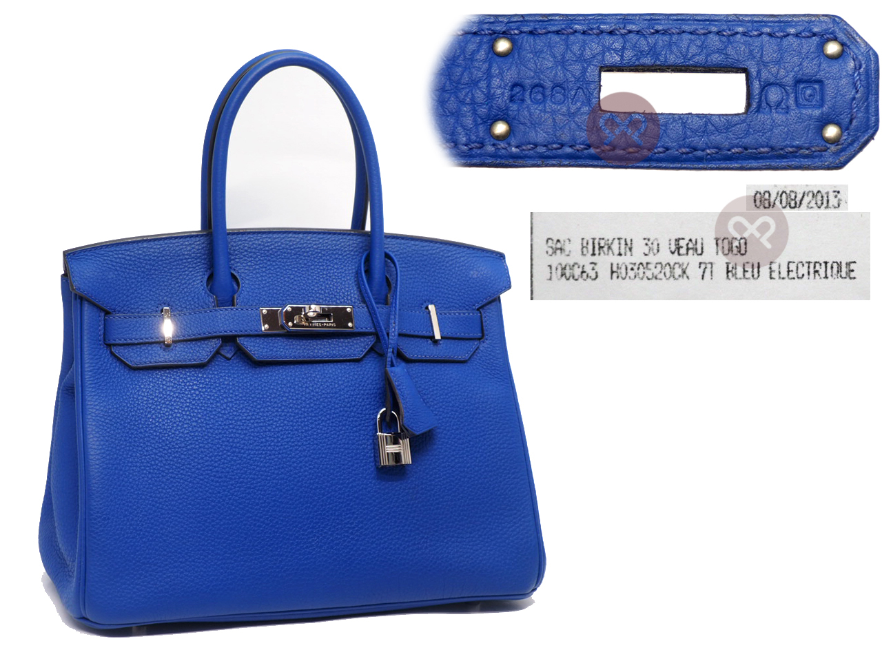 Hermes Birkin 30 Blue Electric Togo Leather Q Stamp Palladium Hardware - Image 2
